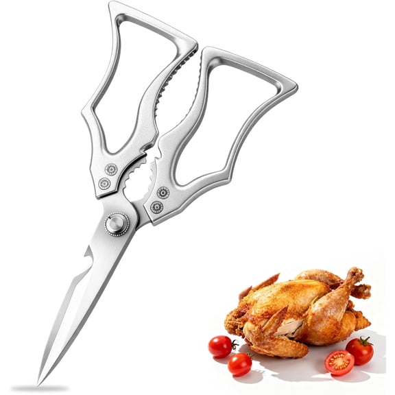 Heavy Duty Kitchen Shears, High Carbon Stainless Steel Poultry Scissors, Ultra Sharp Multi-Purpose Food Cutter with Jar Opener and Large Ergonomic Handles for Chicken, Meat, and BBQ