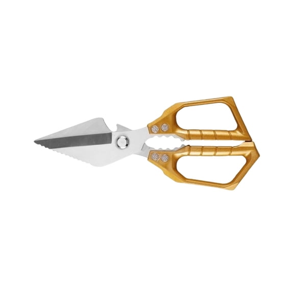 Heavy Duty Kitchen Shears, Multifunctional Stainless Steel Scissors for Poultry and Seafood, Gold, Steel, Dishwasher Safe, Ergonomic Handle