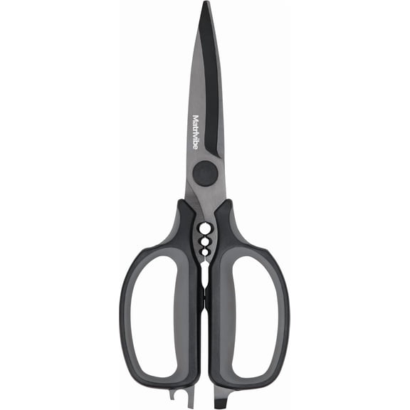 Heavy Duty Kitchen Shears, All Purpose Herb and Kitchen Scissors for food,Japanese 420J2 Stainless Steel,Titanium Coated, Detachable Blades and Soft TPR Handle,Dishwasher Safe