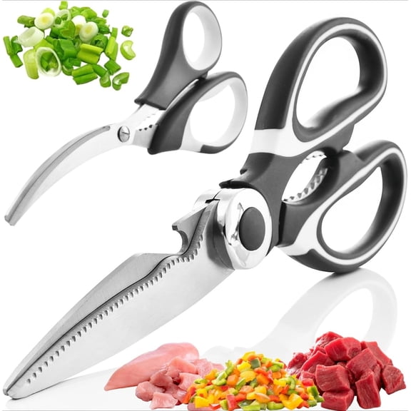 Heavy-Duty Kitchen Shears Set with Seafood Scissors - Stainless Steel, Ultra Sharp for Poultry, Meat, Herbs, Packaging - Includes Bonus Seafood Tool