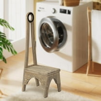 Heavy Duty Kitchen Step Stool with Handle, Besuerte Vintage Step Stool with 32.75" Tall Handle for Bathroom, Kitchen, No Need to Bend Your Back to Pick Up Single Wooden Step Stool (Natural)