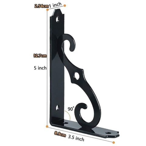 Heavy Duty L Shelf Brackets, Black Metal Corner Brackets with Screws for Wall Mounted Shelves and DIY Industrial or Home Projects
