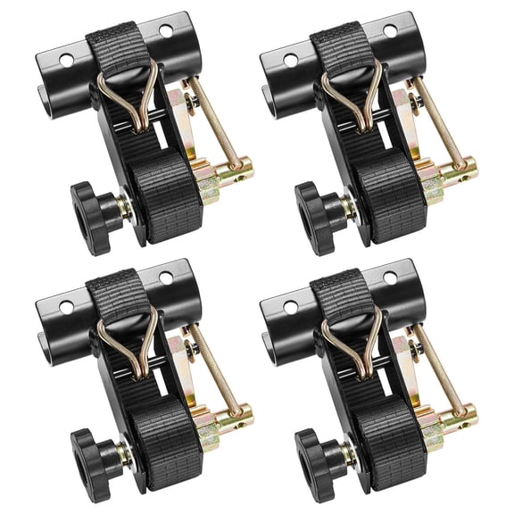 Heavy Duty Ladder Rack Ratchet Straps 4 Pack 500 lbs Load Black 1.87-2 Inch Round Tube Mount 1.5 Inch Wide 7.4 Ft Long with Double J Hooks Cargo Buckle Lock