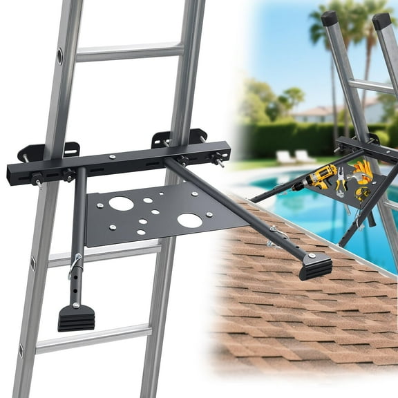 Heavy-Duty Ladder Stabilizer with Non-Slip Base - Adjustable Legs (55-74cm/22-29in), 350 lbs Capacity, Sturdy Metal Construction for Roof, Construction, Painting, Cleaning - Compatible with Extension