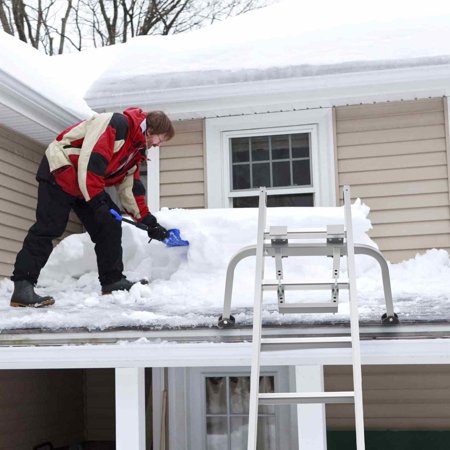 Heavy Duty Ladder Standoff with Roof Hook Attachment - Adjustable Wing Span Stabilizer and Wall Extension with Rubber Feet