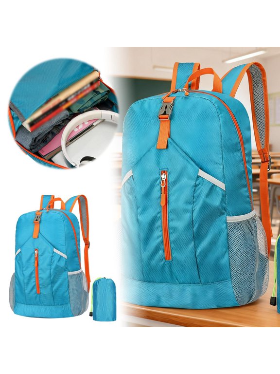 Water-repellent Fabric Backpack with USB Charging Port, Blue