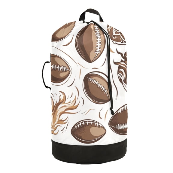 Heavy-Duty Laundry Backpack Backpack Laundry Bag with Drawstring Closure for Travel, Camping & College American Football and Helmets