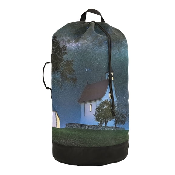 Heavy-Duty Laundry Backpack Backpack Laundry Bag with Drawstring Closure for Travel, Camping & College Small White Gothic Church