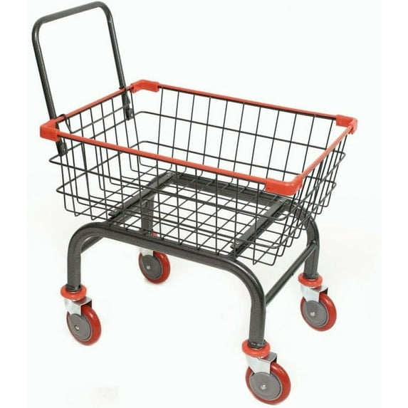 Heavy Duty Laundry and Grocery 1.8 Bushel Cart with U-Handle, 5" Wheel (Red)