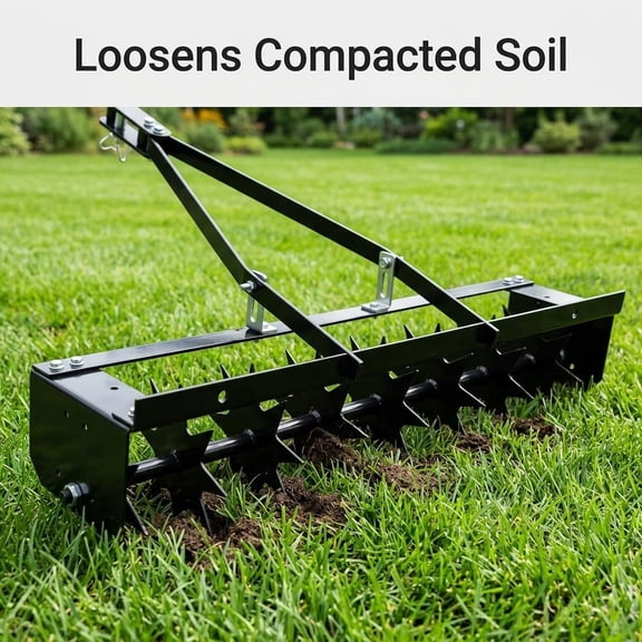 Heavy Duty Lawn Aerator 31 Inch Tow Behind, Spike Aerator with 8 Steel Tines and 200 LBS Weight Tray, Pull Behind Plug Aerator for Lawn Tractor ATV and Garden