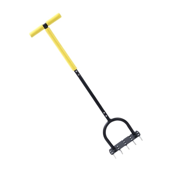Heavy Duty Lawn Dethatching Rake with Ergonomic Handle, Stainless Steel Tines for Weeding, Loosening Soil, and Garden Maintenance