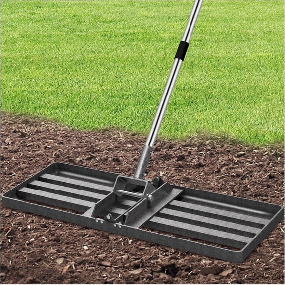 Heavy-Duty Lawn Leveling Rake Levelawn Tool with 30"x10" Plate & 6.2FT Adjustable Stainless Steel Handle Effortlessly Levels Soil/Dirt Surfaces in Lawn, Garden, Backyard, Golf Course, Farm, Pasture