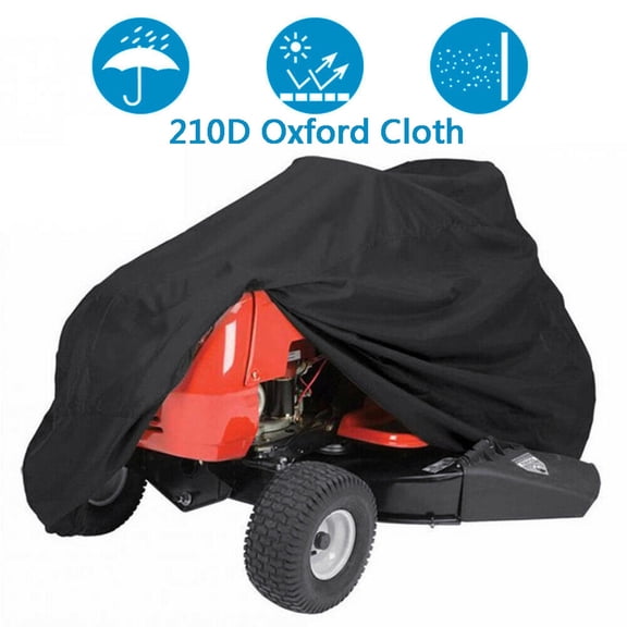 Heavy Duty Lawn Mower Cover for Ride-on Tractors, Waterproof 210D Fabric, Outdoor Protection from Rain, Sun, Snow & Dirt Black