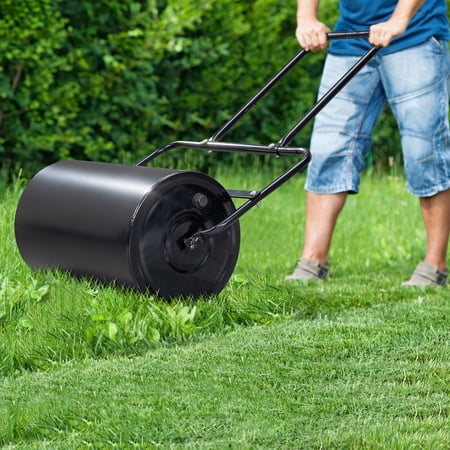 Heavy Duty Lawn Roller Steel Yard Roller for Leveling Bumpy Yard and Grass Seed Sod Compactor with 10 Gal Water Capacity Easy Fill Drain Plug Push Pull Handle for DIY Lawn Care and Turf Maintenance