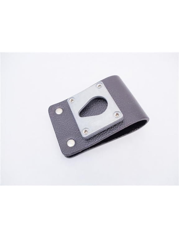 Heavy Duty Leather Belt Loop Snap On & Off with 1-1 by 4 in. Diameter Zinc Teardrop on Back for Quick Radio Removal - Black