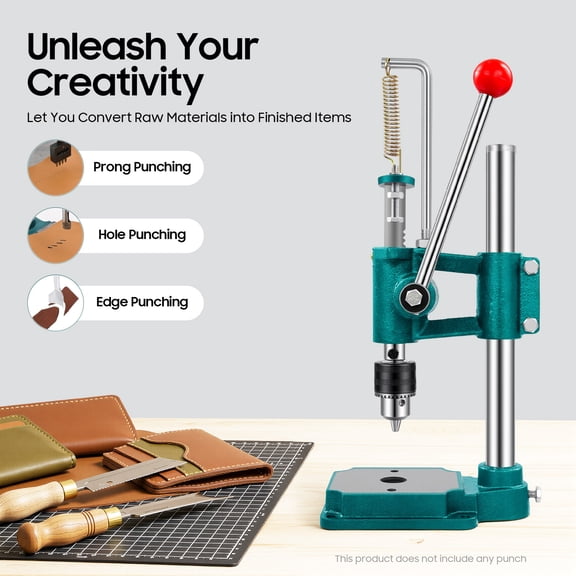 Heavy Duty Leather Embossing Stamp Machine, Tabletop Imprinting Press, 160kg Pressure, 1.5-13mm Chuck, Custom Logo & Word Stamping Tool for Leather Craft