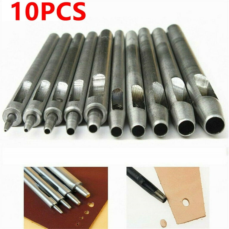 10pcs Leather Hole Punch Cutter 0.5mm-5mm Leather Working Tools for Leather Watch Bands Belts Canvas Paper Plastics Round Hollow Hole Punch Cutter