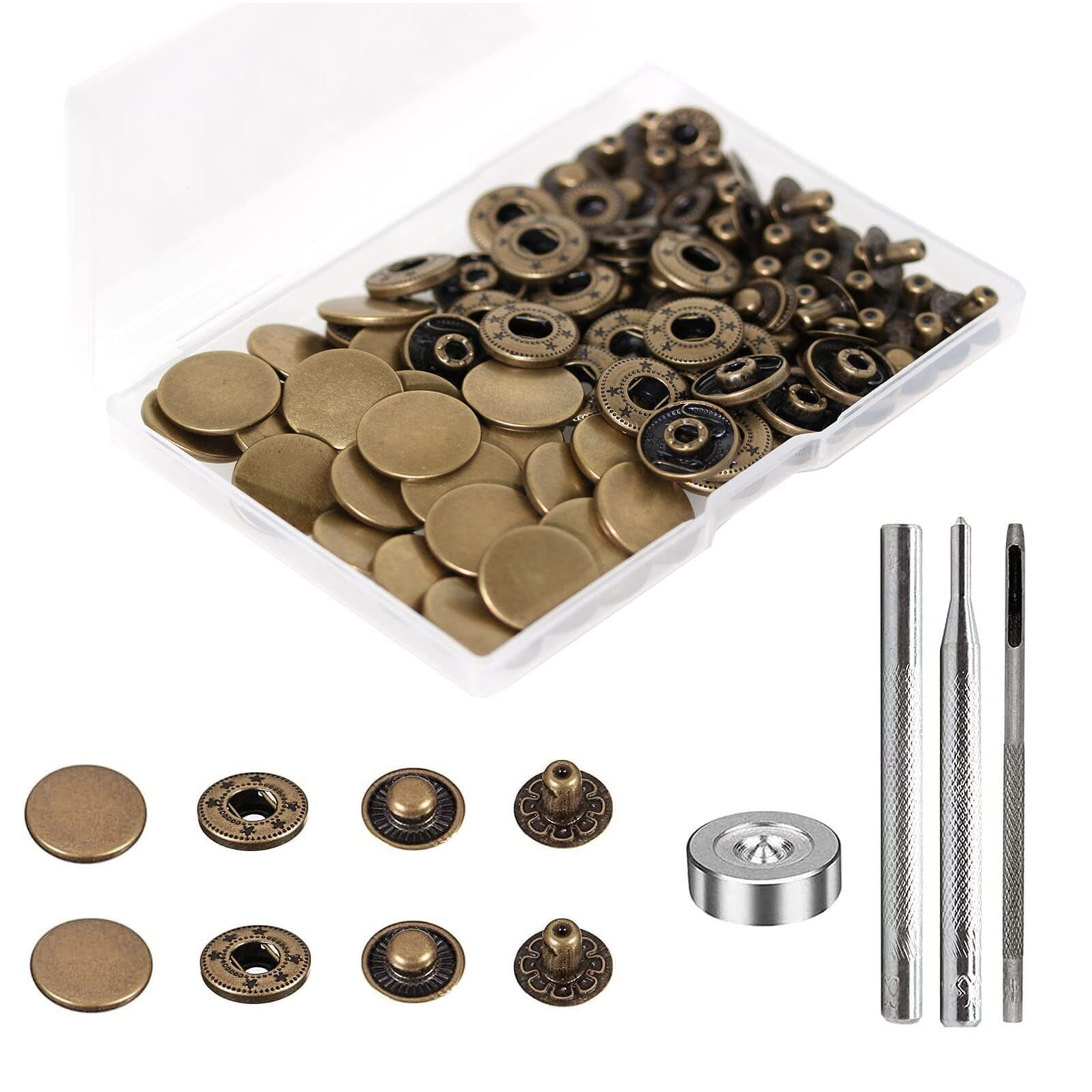 Heavy Duty Leather Snap Fasteners Kit,Metal Snap Buttons Press with ...