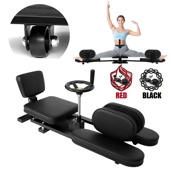 Heavy-Duty Leg Stretcher, 180 Split Machine, Black Steel PU Leather Backrest, Improve Flexibility for Dance, Gym, Stretching