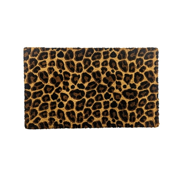 Heavy Duty Leopard Print Front Door Mat Coir Welcome Rug Outdoor Entrance Doormat Porch Home Decor