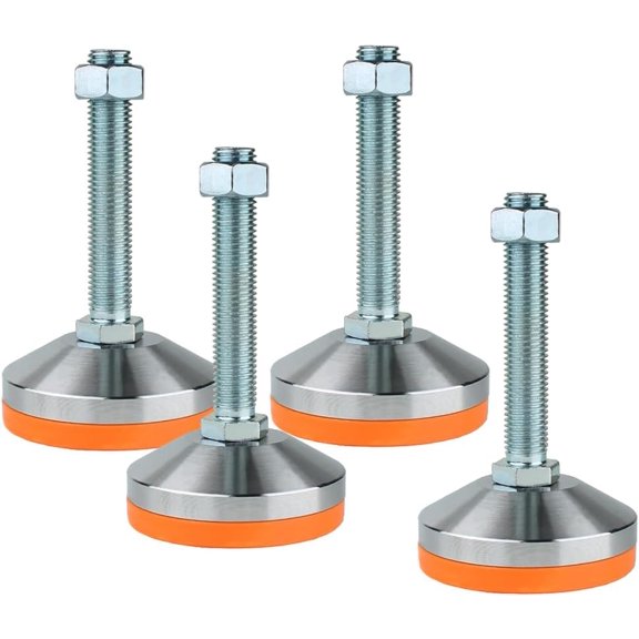 Heavy Duty Leveler Leg,Leveler Feet 3.14" Dia Base,Adjustable Leveling feet M16 Thread, 2600 Lb Capacity,Capacity for Workbench, Machine, Cabinet, More D80xM16xH100,4 Pack,Orange