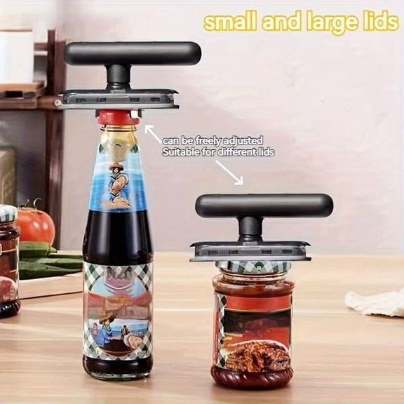 Heavy Duty Lid Opener, Adjustable Jar and Bottle Opener Tool with Non-Slip Grip for Kitchen Containers, Tight Caps, Jars and Bottles
