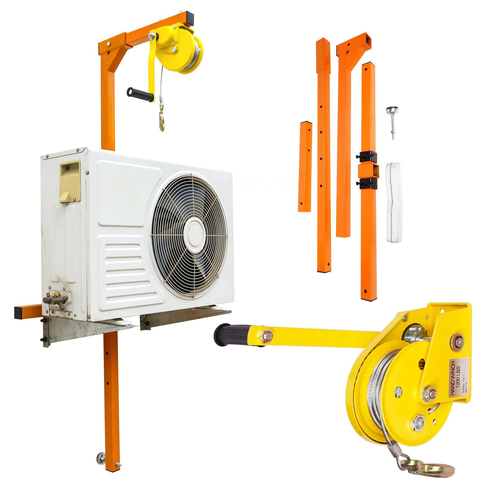 Heavy Duty Lifting Crane, AC Outdoor Fixed Frame, Thickened Steel, Orange 115cm, Safety Lock Design, 1200 lbs Capacity for Construction Work