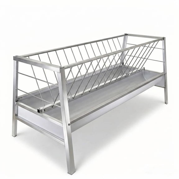 Heavy Duty Livestock Feeder, Galvanized Goat Feeder for Goats Sheep Calves, Weather Resistant Goat Feeder with Hay and Grain Feeder