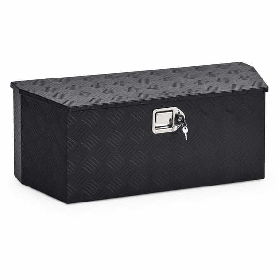 Heavy-Duty Lockable Trailer Tongue Tool Box, 36 in Aluminum Utility Storage Chest for RV/Trailer/Truck Bed/Bumper, 2 Keys, Powder-Coated Black - Five Stripes