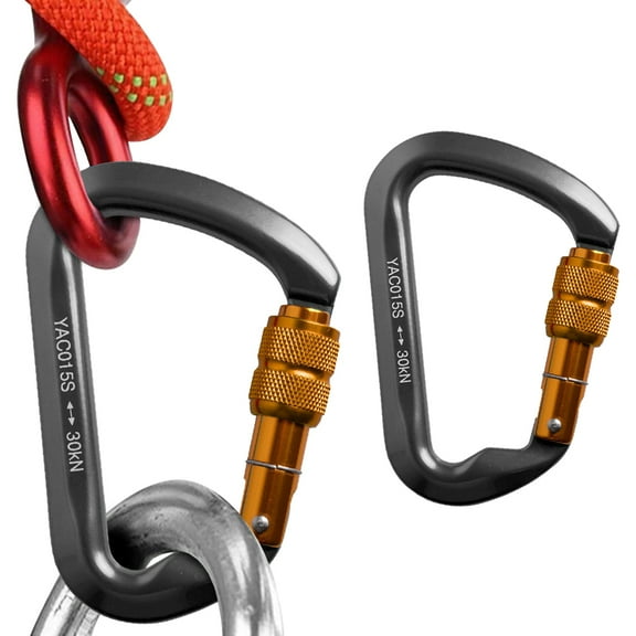 Heavy Duty Locking Carabiner ,Carabiner Hiking Clips With Screwgate,30KN Aluminum Magnesium Alloy Durable D-Ring Rock Climbing Carabiner,Excellent for Outdoor, Camping, Hiking, Hammock