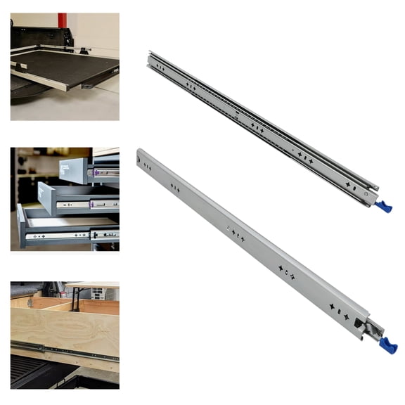 Heavy Duty Locking Drawer Slides, 1 Pair Side Mount Slides, 32" Drawer Slides with Lock