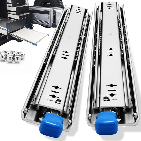 Heavy Duty Locking Drawer Slides Full Extension Runners with Lock 12 14 16 18 20 22 24 26 28 30 32 34 36 38 40 Inch Side Mount Ball Bearing Rails Track Glides 230 Lbs 1 Pair(W:53mm, 24 Inch)