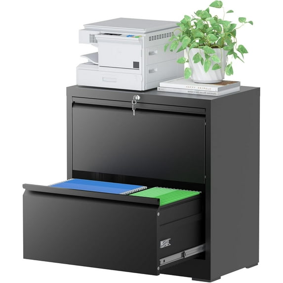 Heavy Duty Locking File Cabinet for Home Office, Lateral Filing Cabinet with Drawers - Hanging Letter/Legal/F4/A4 Files, Assembly Required