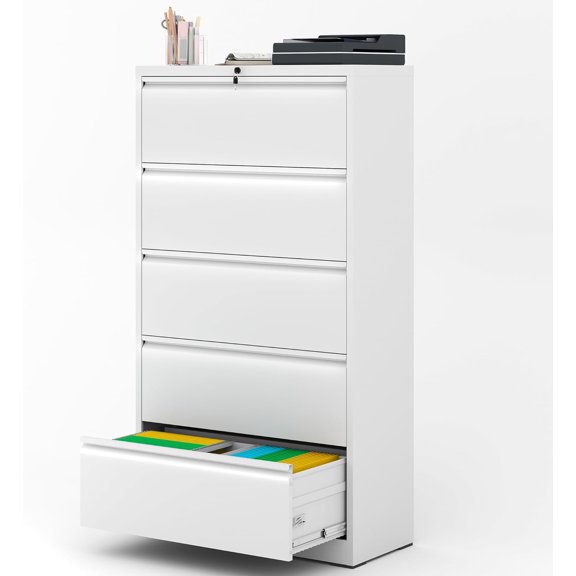 Heavy Duty Locking File Cabinet for Home Office, Lateral Filing Cabinet with Drawers - Hanging Letter/Legal/F4/A4 Files, Assembly Required