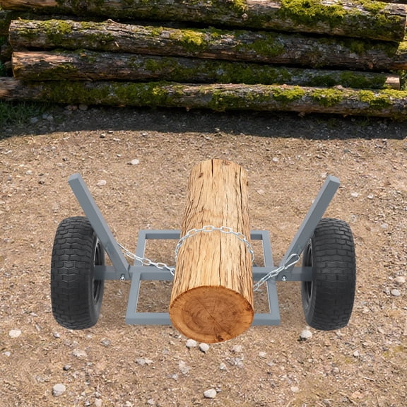 Heavy-Duty Log Dolly, Log Skidder, Durable Steel Log Dolly with Chain