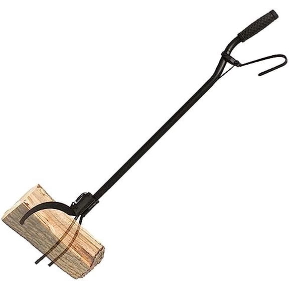 Heavy-Duty Log Grabber Fire Tongs Poker Tool with Spring Handle and 3 Prong, 36in Place Wood on Campfire Fireplace$$Garden & Patio