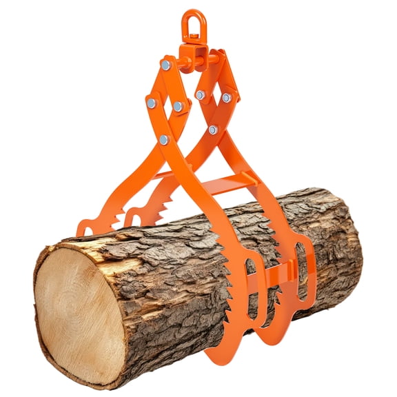Heavy Duty Log Lifting Tongs, 1500lbs Capacity Serrated Claw Steel Log Grabber with 360° Swivel Handle, Non-Slip Firewood Lumber Handling Tool, Orange