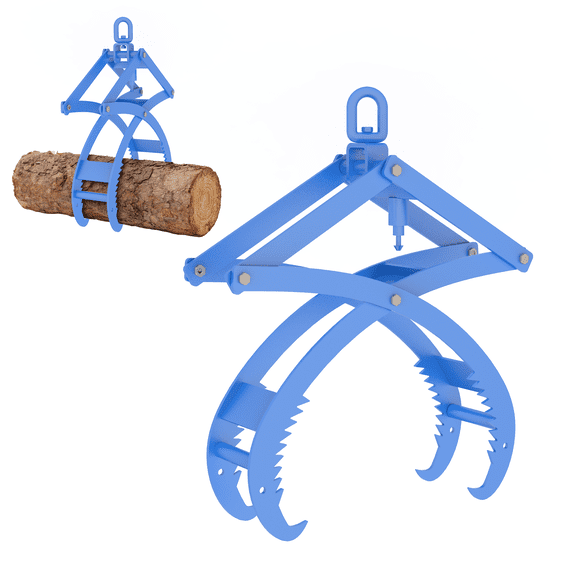 Heavy Duty Log Tongs for Tractor, 36in Automatic Logging Tongs with 360° Rotating Hook, 3300lbs Capacity Log Grapple for ATV Skid Steer Forklift, Blue Metal