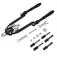 Pop Riveter With Labels Heavy Duty Long Arm Hand Nut Riveter Riveting Nut Sert Tool + Pop ...