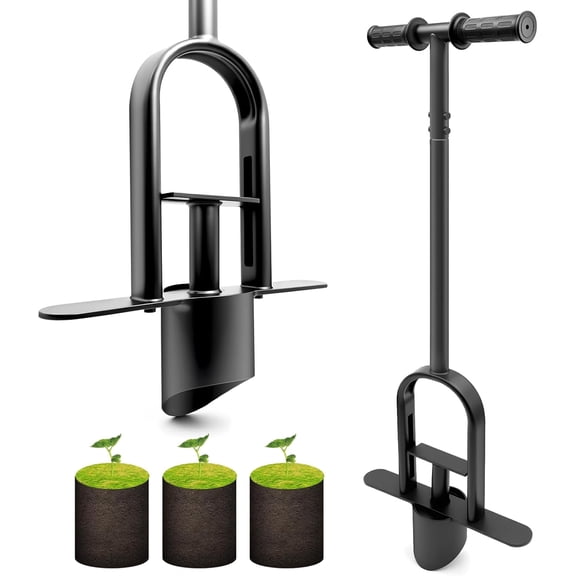 Heavy Duty Long Handle Bulb Planter Tool, Stand Up Garden Sod Plugger & Grass Plugger Tool for Lawn Repair, Turf Plugging, Digging Holes and Seedling Transplanting with Soft Grip