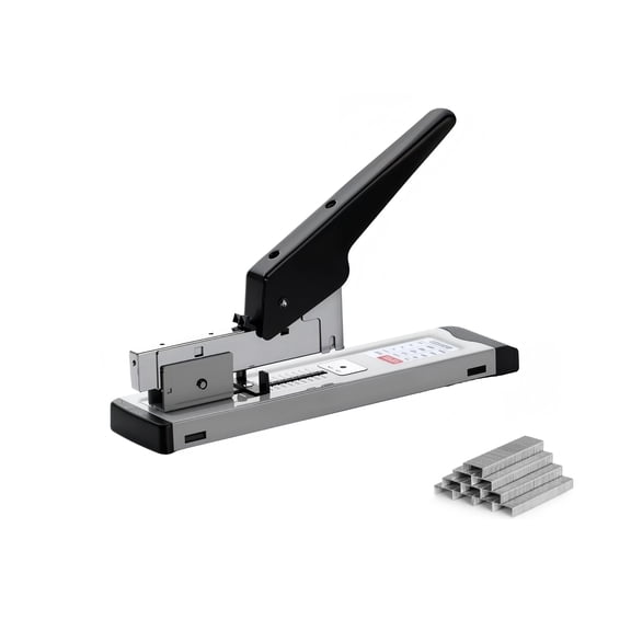 Heavy-Duty Long-Handle Stapler  Effortless Stapling for Up to 100 Sheets, Durable Metal Construction, Ergonomic Design for Office, Home Use  Black