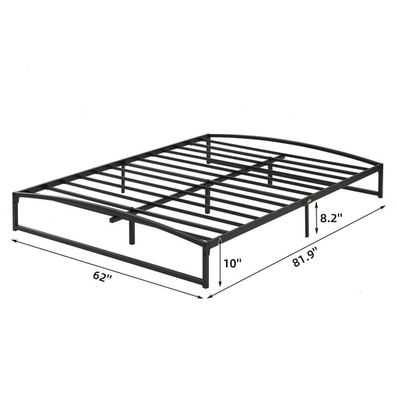 Heavy Duty Low Profile Bed Frame - Queen Size 10 Inch Metal Platform, Steel Slat Support, Noise-Free, Easy Assembly, No Box Spring Needed - 10 inches, Black