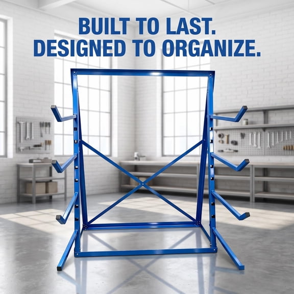 Heavy Duty Lumber Rack 4 Tier, Industrial Cantilever Storage Rack with 4000 LBS Capacity, Adjustable Pipe Organizer Shelf for Garage Workshop Construction