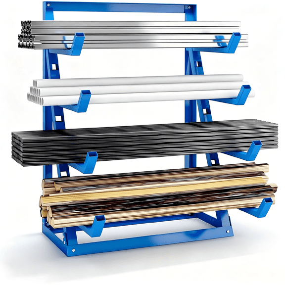 Heavy Duty Lumber Storage Rack,1500 lbs Load Capacity Pipe Storage Rack,Alloy Steel Storage Shelf,4-Tier Adjustable Spacing For Garage Warehouse Basement