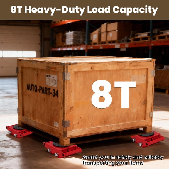 Heavy Duty Machinery Skate Dolly 4-Pack, 8T Load Capacity Carbon Steel Machine Moving Roller with 360 Rotating Disc for Garage Factory and Equipment Installation