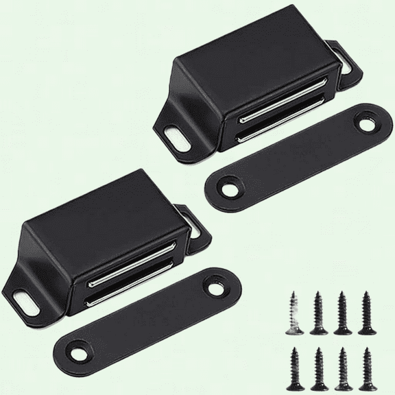Heavy Duty Magnetic Door Catch, 20 lbs, 2 Pack, Stainless Steel Cabinet Latch, Black