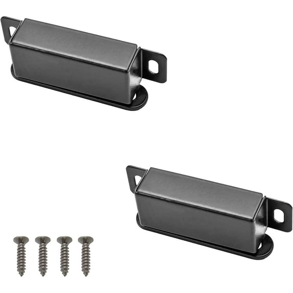 Heavy Duty Magnetic Door Catch, 90 lbs Stainless Steel Cabinet Closer, Black Magnet Cupboard Closures for RV, Drawer, Wardrobe, Kitchen, Bathroom(2 Pack)