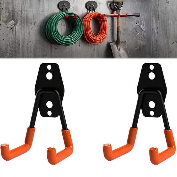 Heavy Duty Magnetic Double Claw Hook, Magnetic Mount Garage Double Utility Hooks for Hanging, Storage Magnetic Hook with Anti-Slip Coating for Power Drills, Garden Tools, Ropes, Fridge
