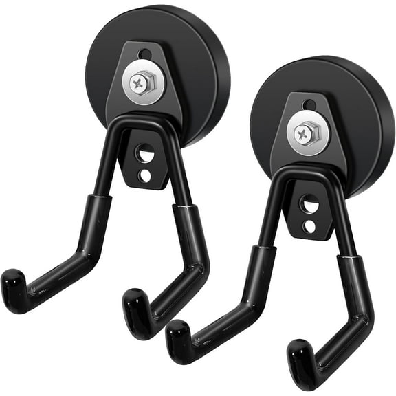 Heavy Duty Magnetic Garage Hooks,Strong Large Magnet Hooks for Power Drill,Garden Tools,Hose,Pegboard,Garage, Workshop,2 Pack Magnetic Storage Holder for Indoor Outdoor Hanging