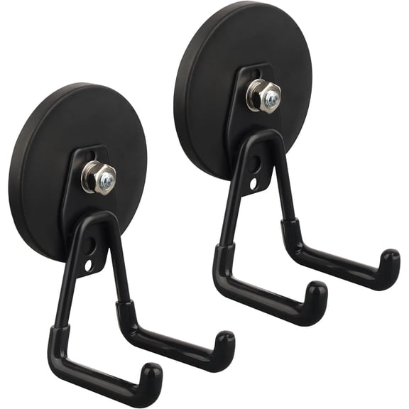 Heavy Duty Magnetic Garage Hooks,Strong Large Magnet Hooks for Power Drill,Garden Tools, Hose,Pegboard,Garage, Workshop,2 Pack Magnetic Storage Hooks for Hanging
